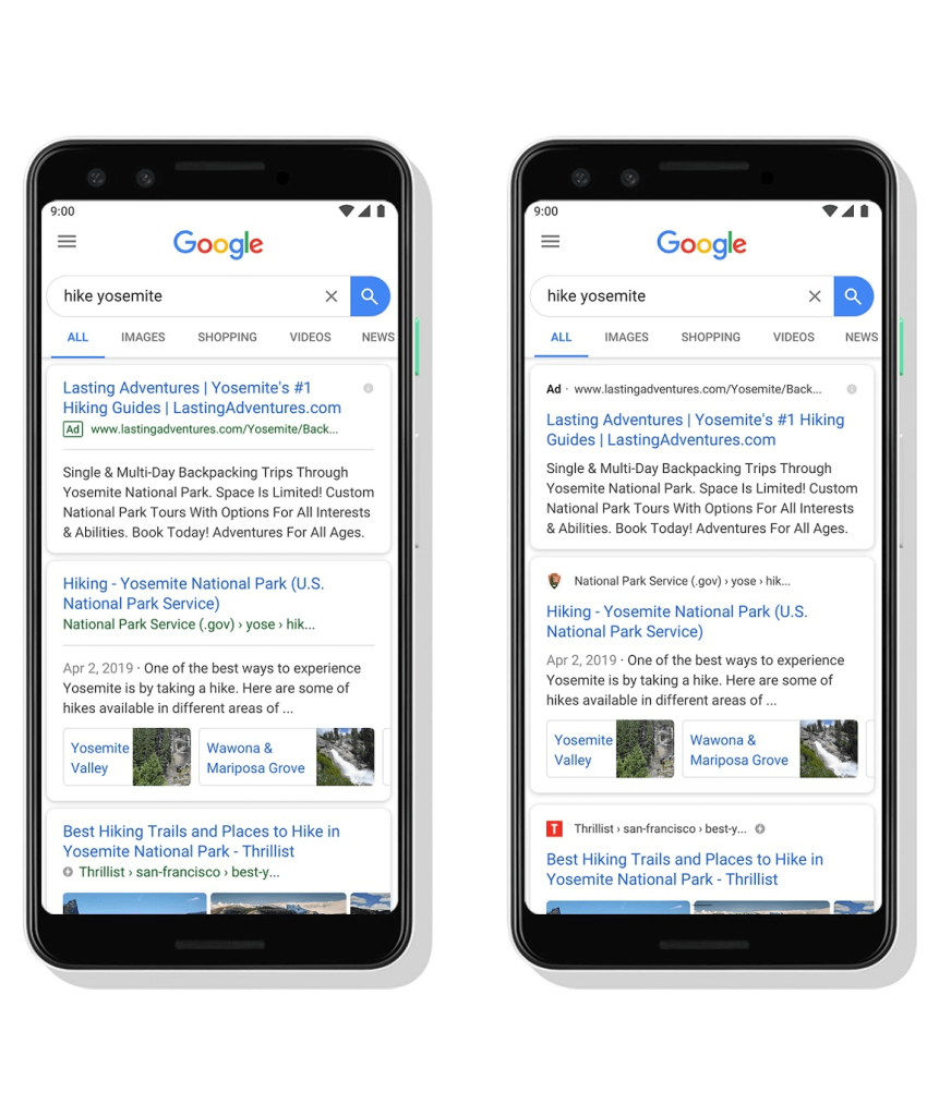 google serp mobile nuevos favicons 2019
